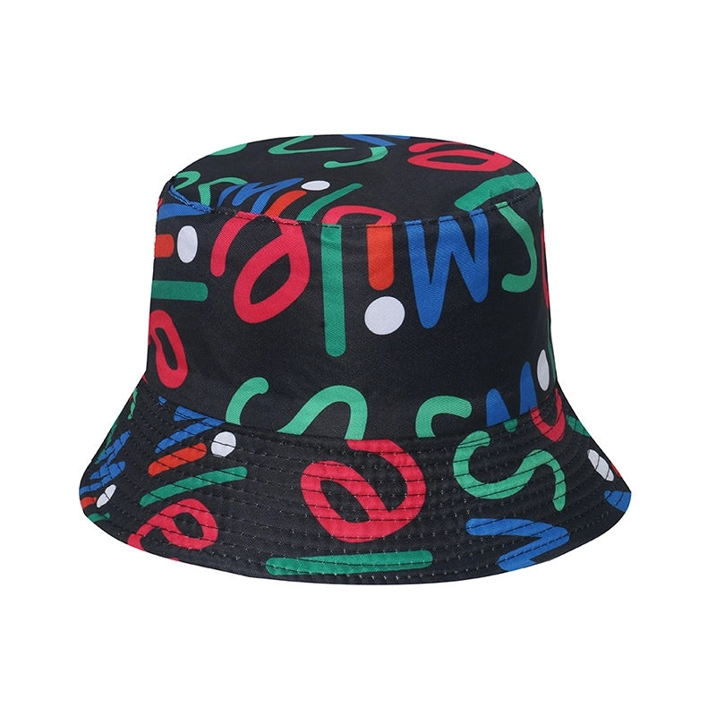 Unisex Exaggerated Punk Streetwear Sun Printing Flat Eaves Bucket Hat