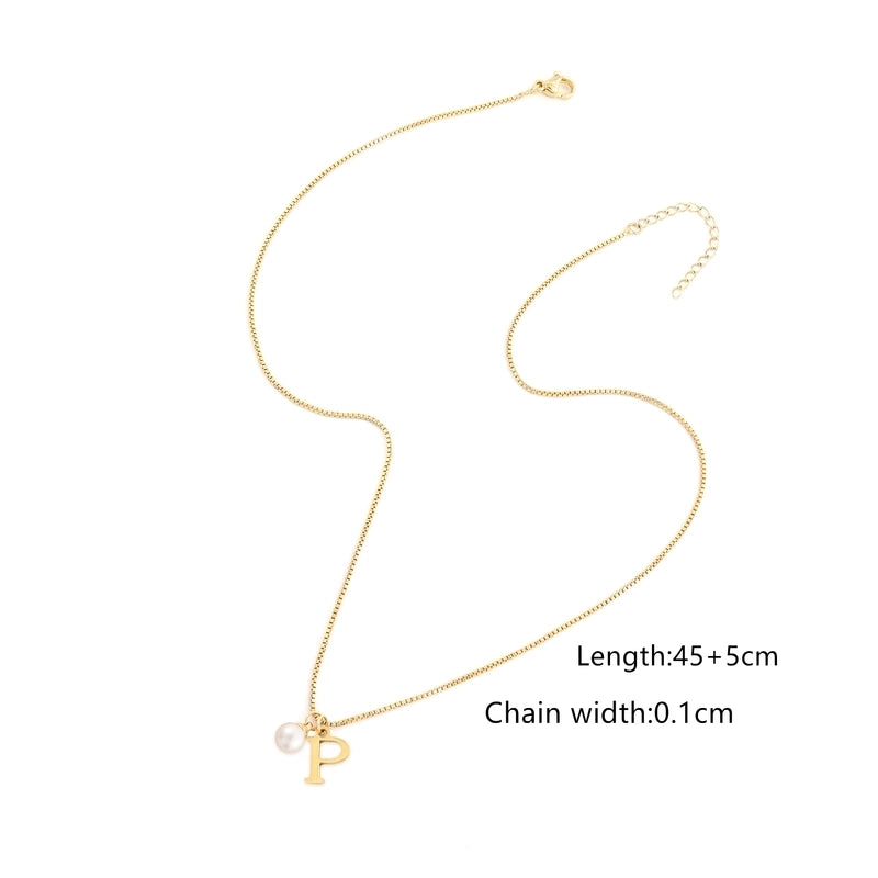 Elegant Minimalist Classic Style Letter 304 Stainless Steel Artificial Pearl Copper Stainless Steel Necklaces