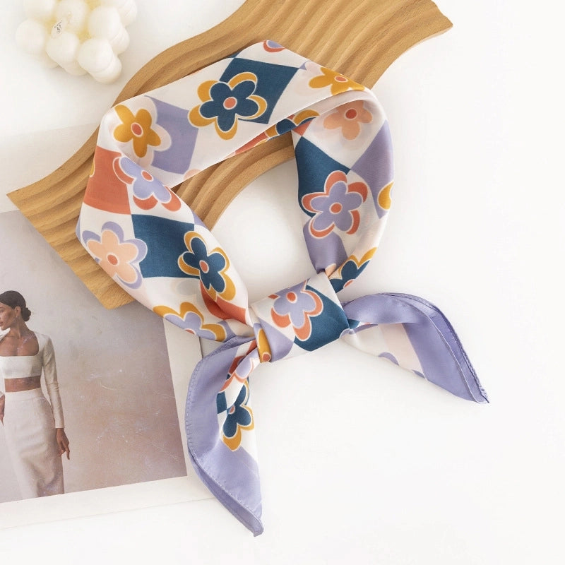Women's Sweet Flower Polyester Silk Scarf