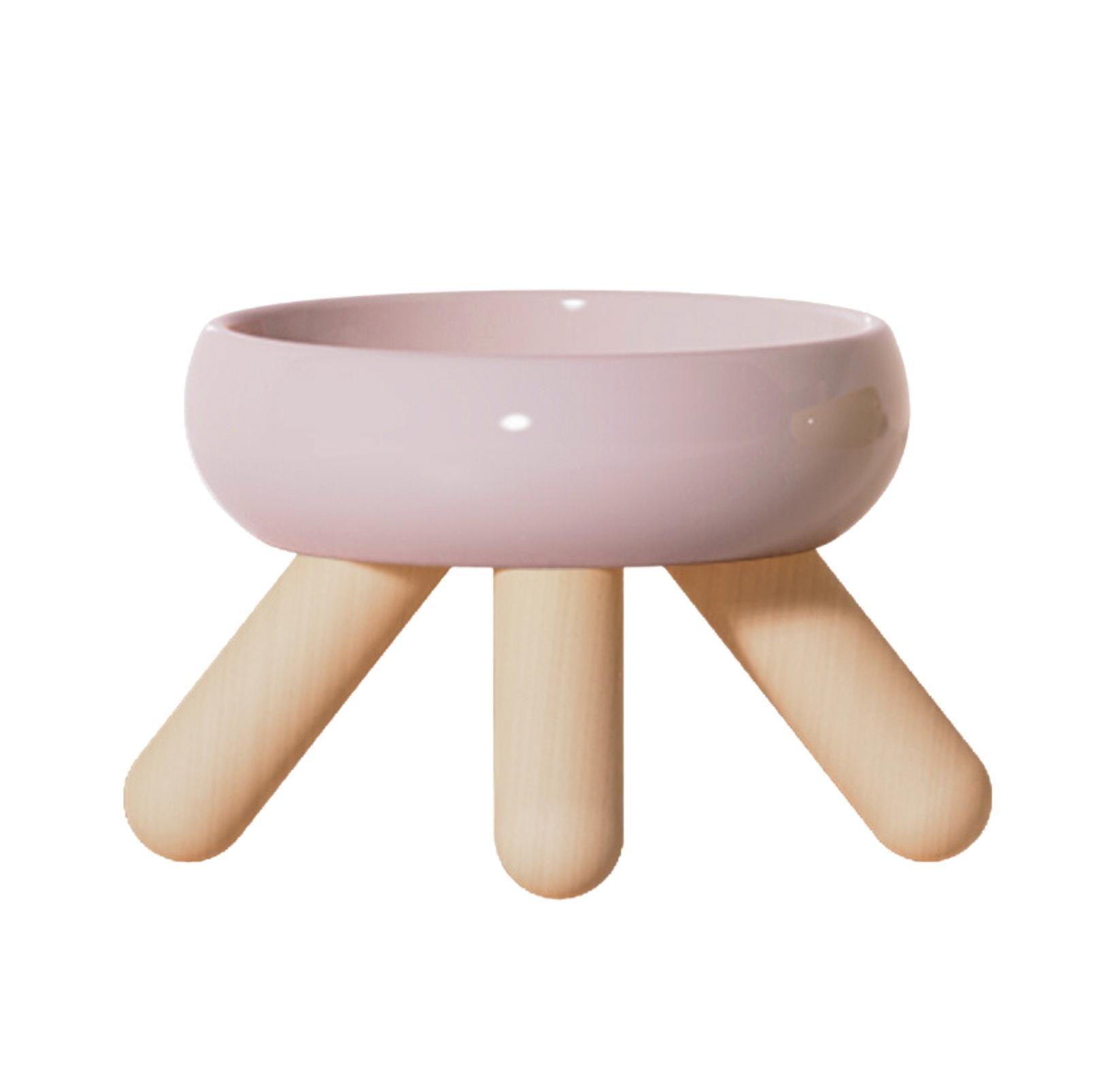 Gulu Ceramic Pet Food/Water Cat Bowls Small Dog Bowls with Wooden Stand