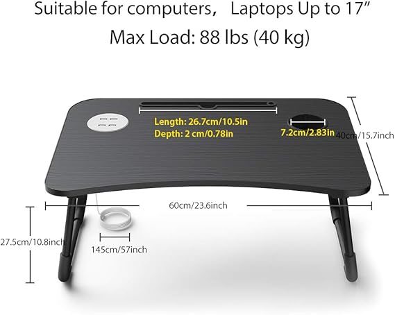 Laptop Bed Desk with USB Port.Lap Desk with Fanand Lamp