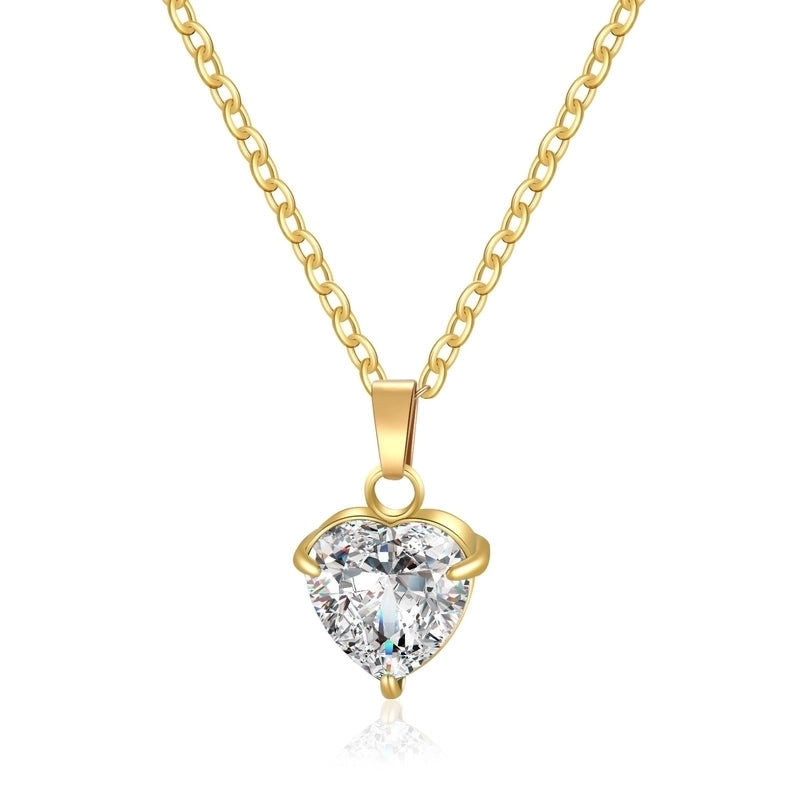 304 Stainless Steel 316 Stainless Steel  Minimalist Classic Style Inlay Heart Shape Zircon Pendant Necklace