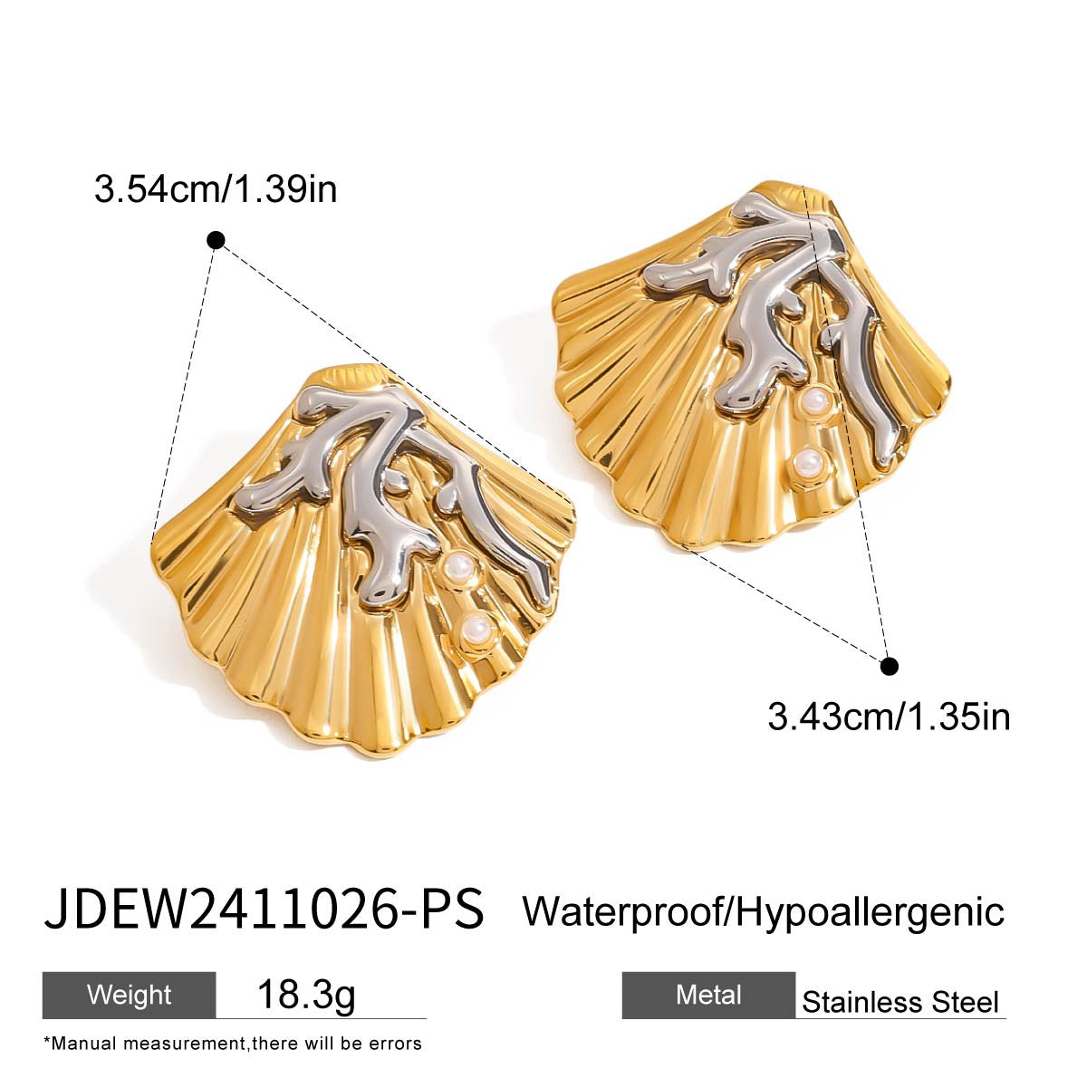 Stainless Steel Pearl Ring Ocean Style Shell Earrings Titanium Steel Rings