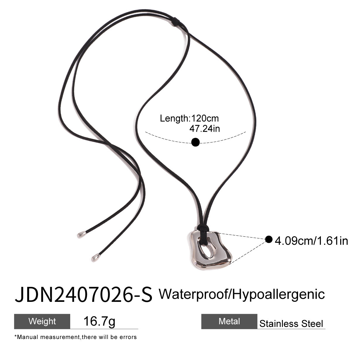 Jie Ding Black Rope Titanium Steel Necklace Niche Design Clavicle Chain Hot Style Stainless Steel