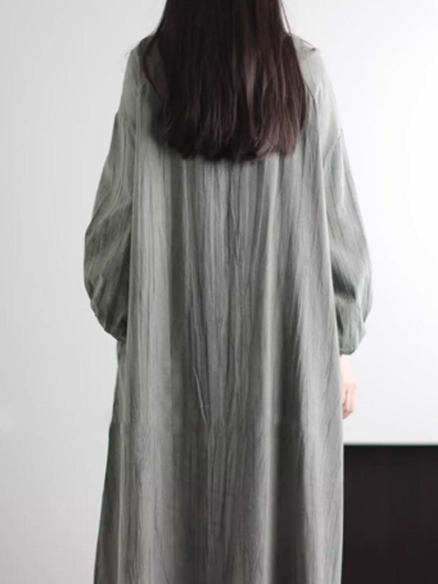 Women Summer Pure Color V-Neck Loose Dress