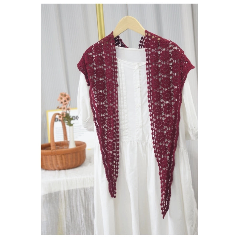 Cotton Handmade Crochet Triangle Scarf Spring And Summer Women's Solid Color Hollow-out Air-conditioning Room Neck Protecting Shawl Dual-purpose Scarf