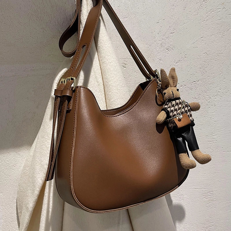 Women's Medium Pu Leather Solid Color Basic Classic Style Zipper Tote Bag