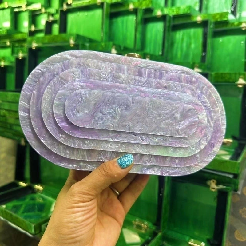 Rose Red Green Purple Arylic Solid Color Square Evening Bags