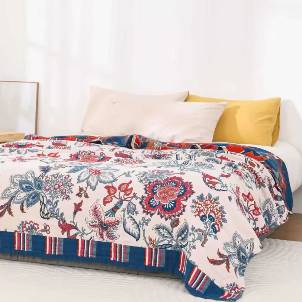 Retro Botanica Bliss Cotton Blanket