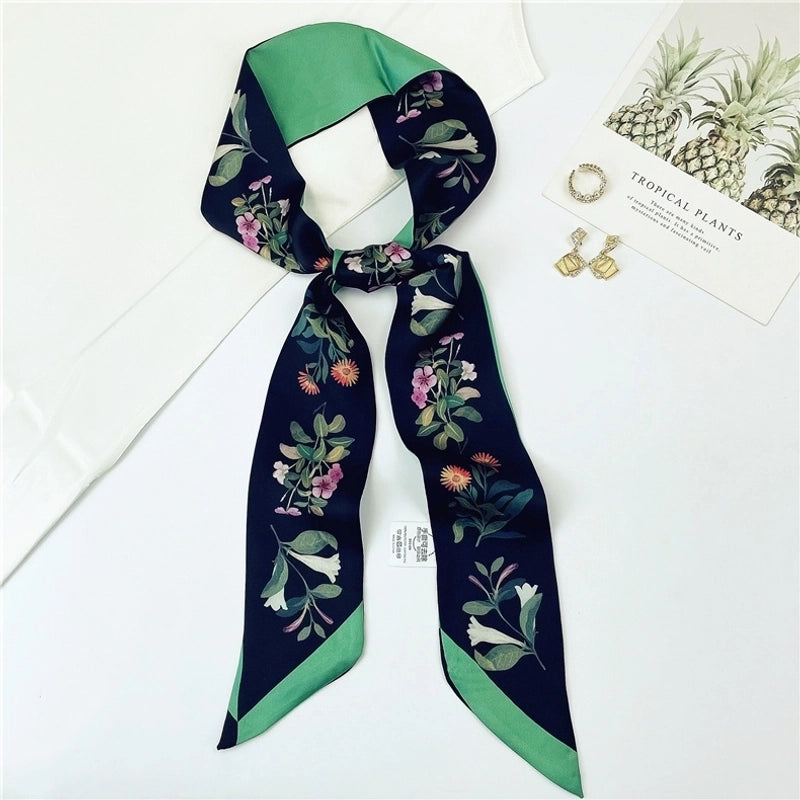 Women's Sweet Flower Satin Silk Scarves