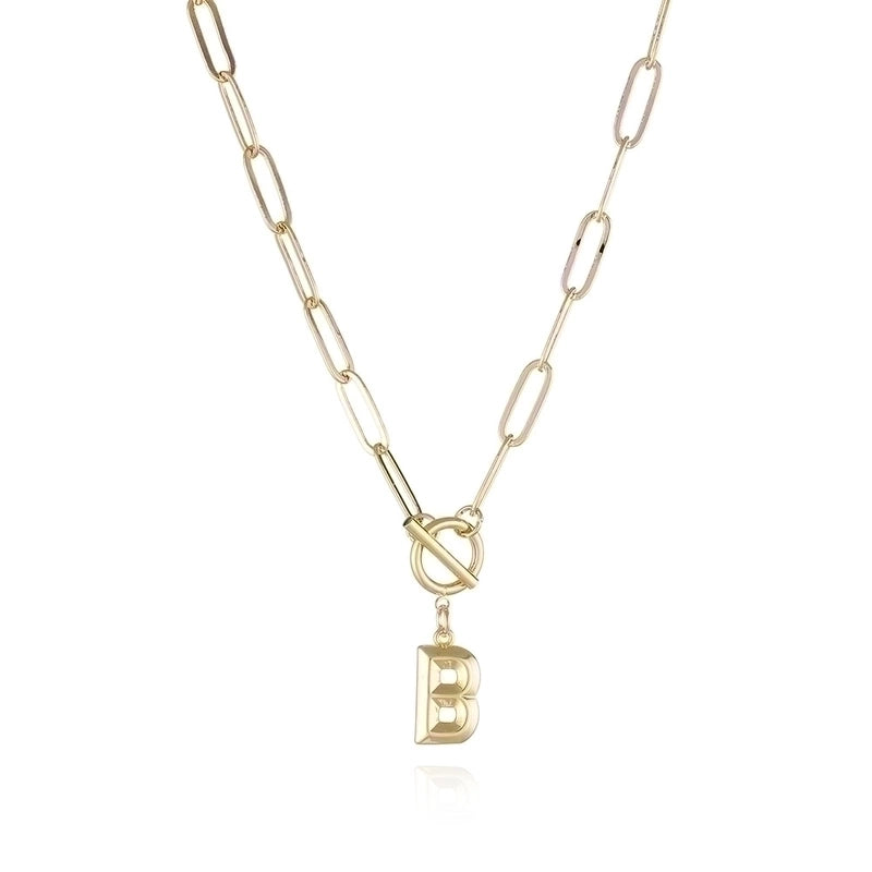 Copper 14K Gold Plated Fashion Plating Letter Pendant Necklace