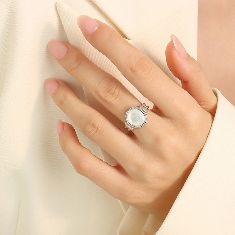 Lady Geometric 304 Stainless Steel No Inlaid 18K Gold Plated Plating