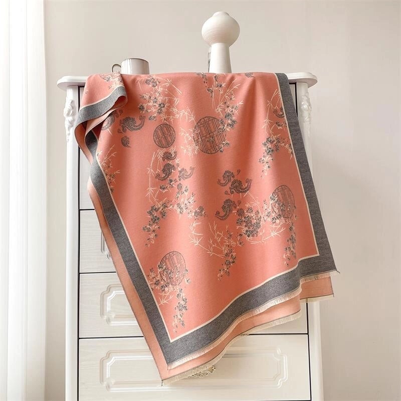 Women's Elegant Plant Imitation Cashmere Scarf