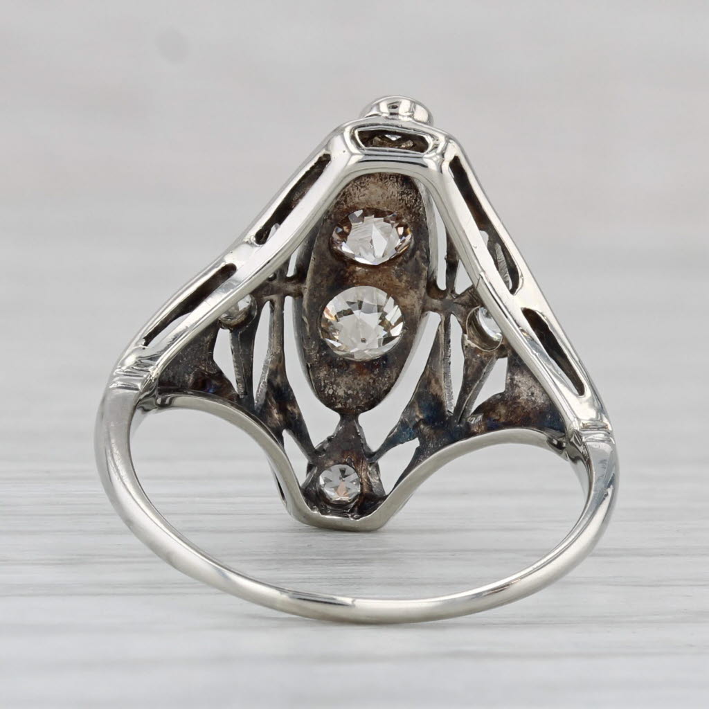 Art Deco 0.42ctw Diamond Ring 12k-14k White Gold Old Mine Cut Size 5.75 Vintage