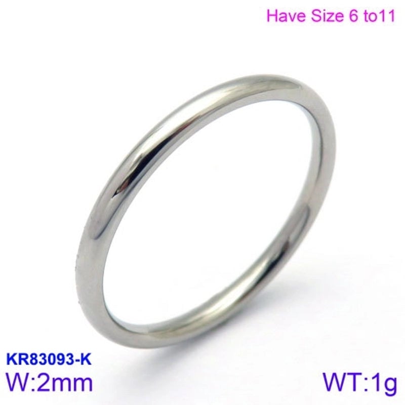 Fashion Round Titanium Steel 18K Gold Plated Polishing Stainless Steel Rings