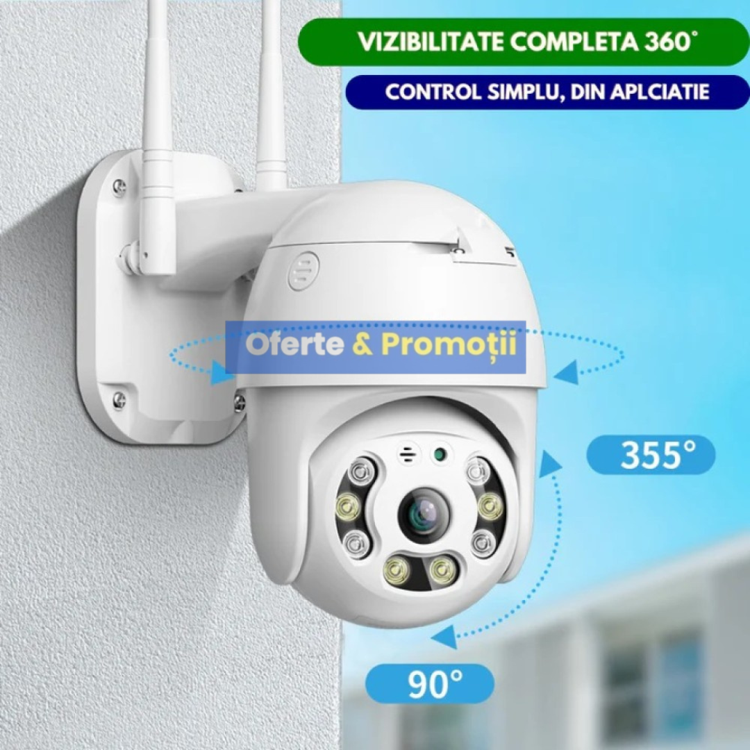 Lichidare de stoc. Camera de supraveghere Wifi exterior. rotativa. cu senzor de miscare