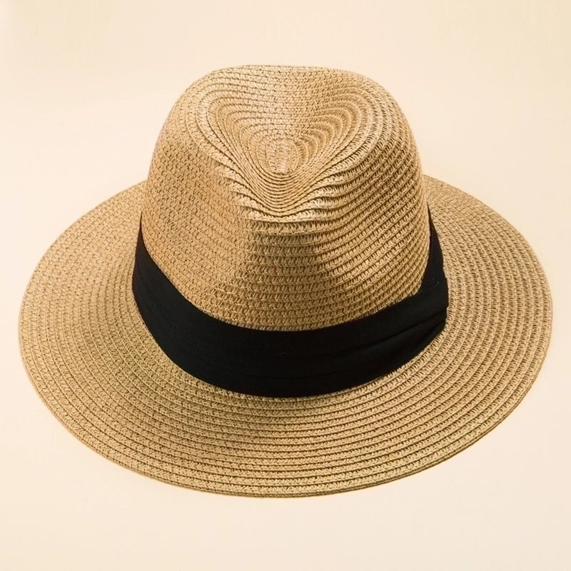 Top Hat Men Panama Straw Hat Women Foldable Sun-shade Beach Hat