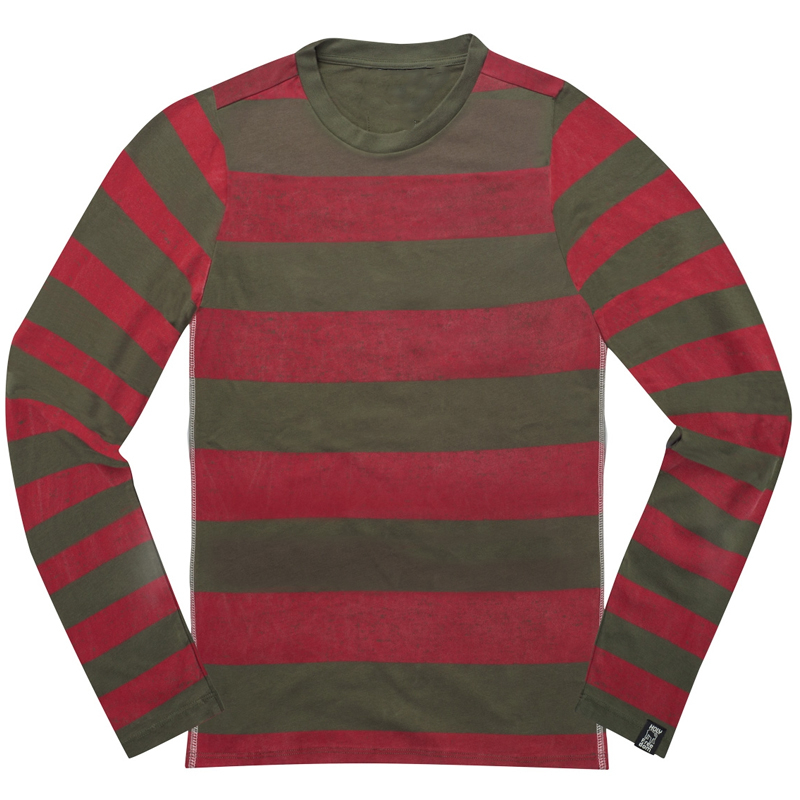 Motorcycle Contrast Striped Cotton Long-Sleeved T-Shirt