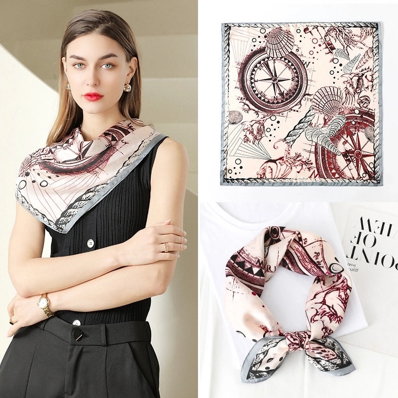 Women's Minimalist Printing Satin Silk Scarves