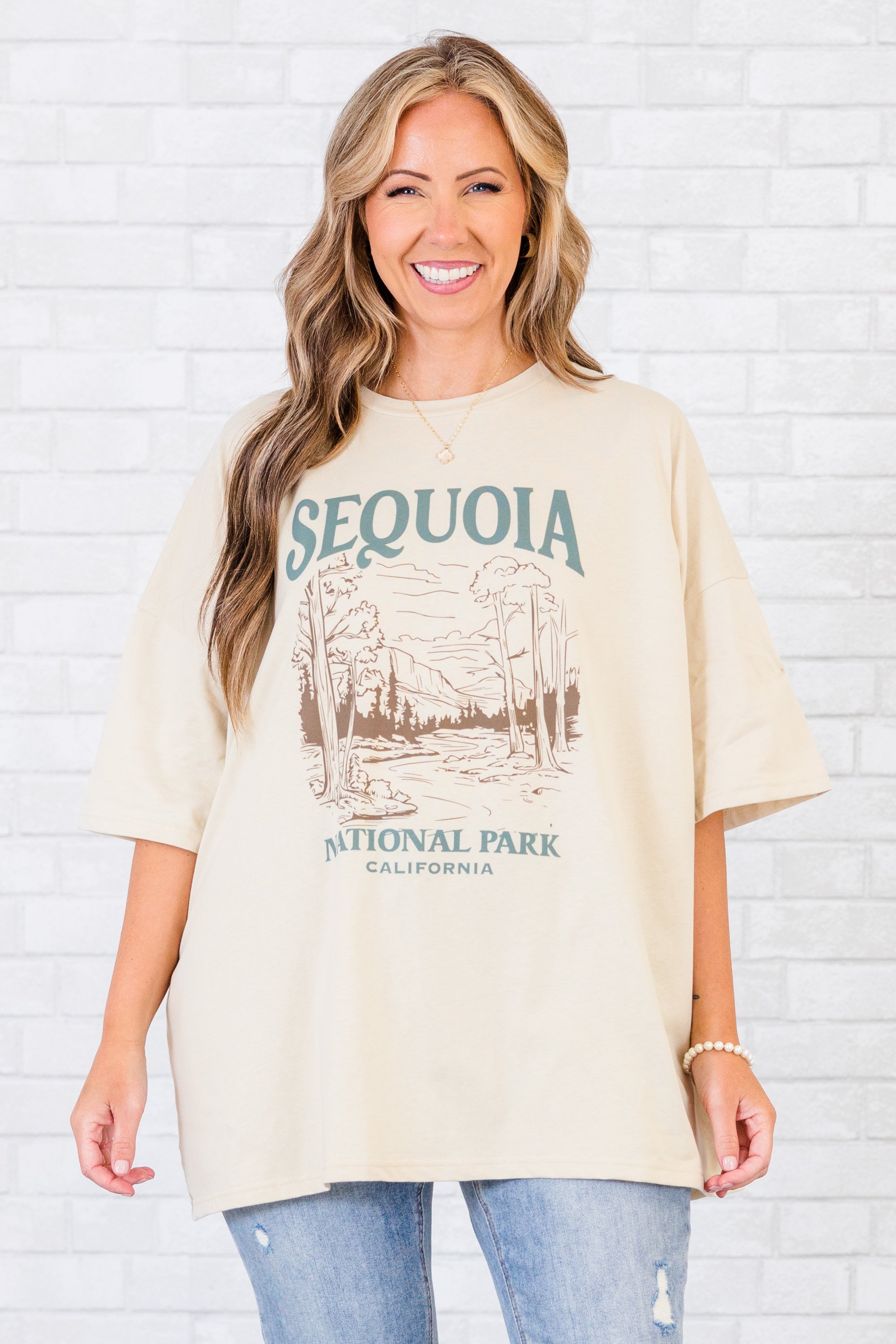 Travel Far & Wide Boyfriend Tee. Dust