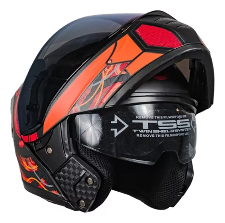 Casco Kov Abatible Con Luz Led Stelar Gafas Dot + Regalo