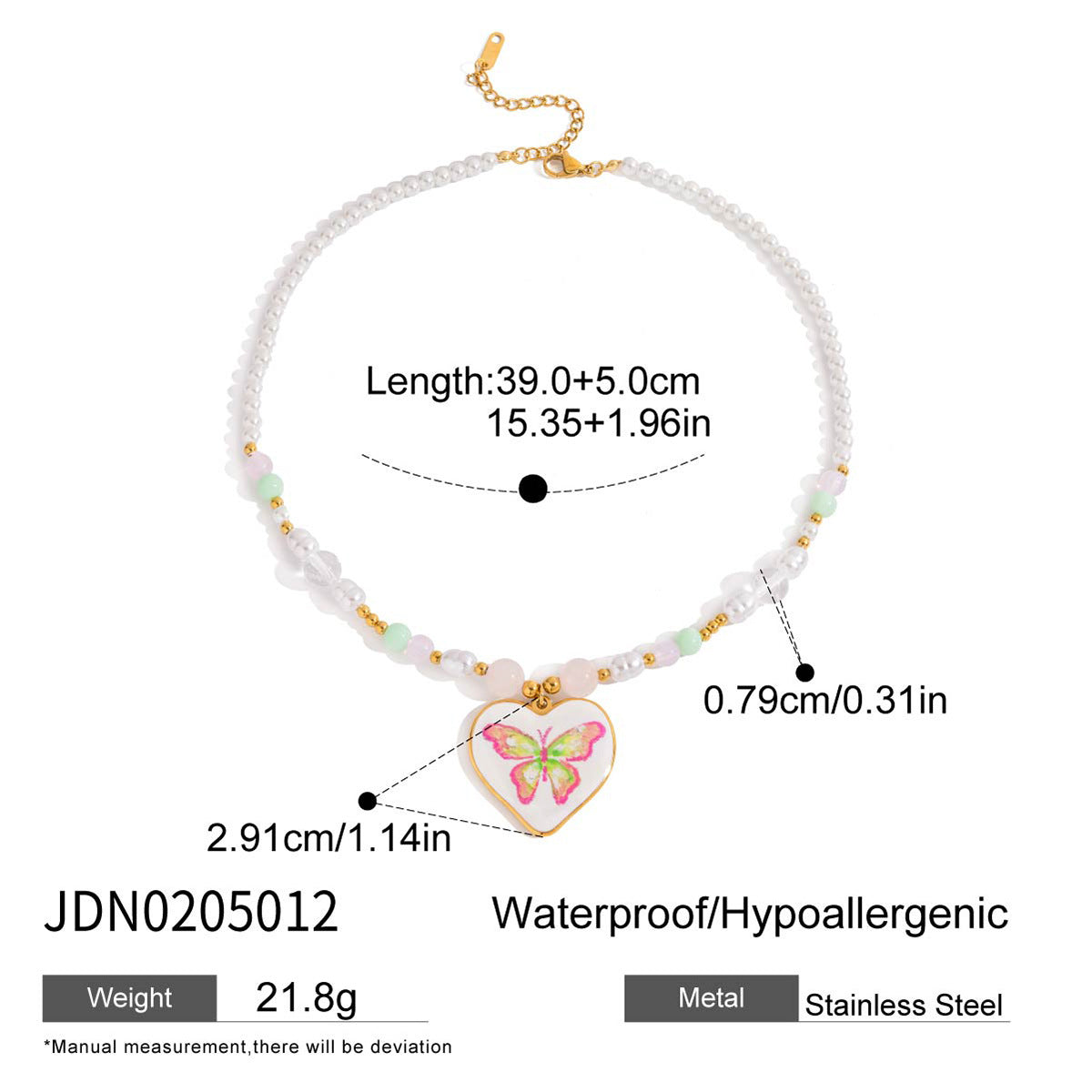 Stainless Steel Oil Drop Love Pearl Necklace Accessories Summer Necklace Hot Style Titanium Steel