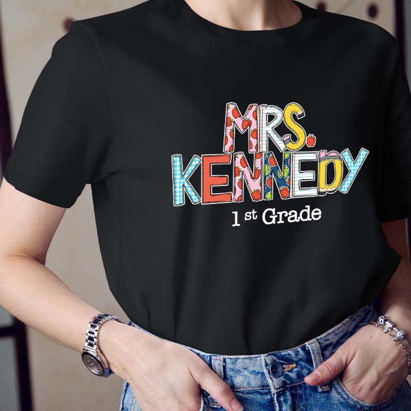 Personalized Name And Grade Teacher T-Shirt