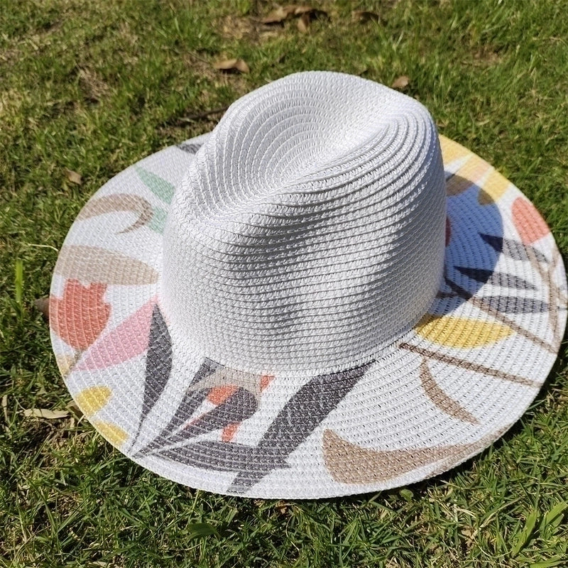 Women's Minimalist Color Block Flat Eaves Straw Hat