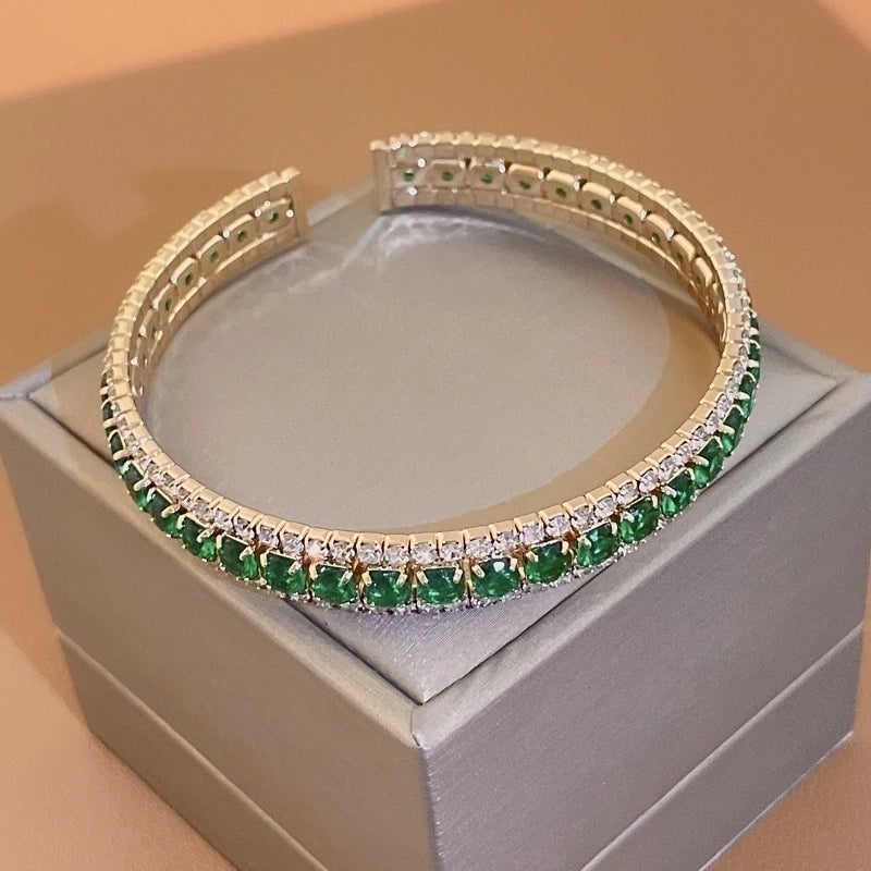 Minimalist Letter Solid Color Copper Zircon Bangle In Bulk