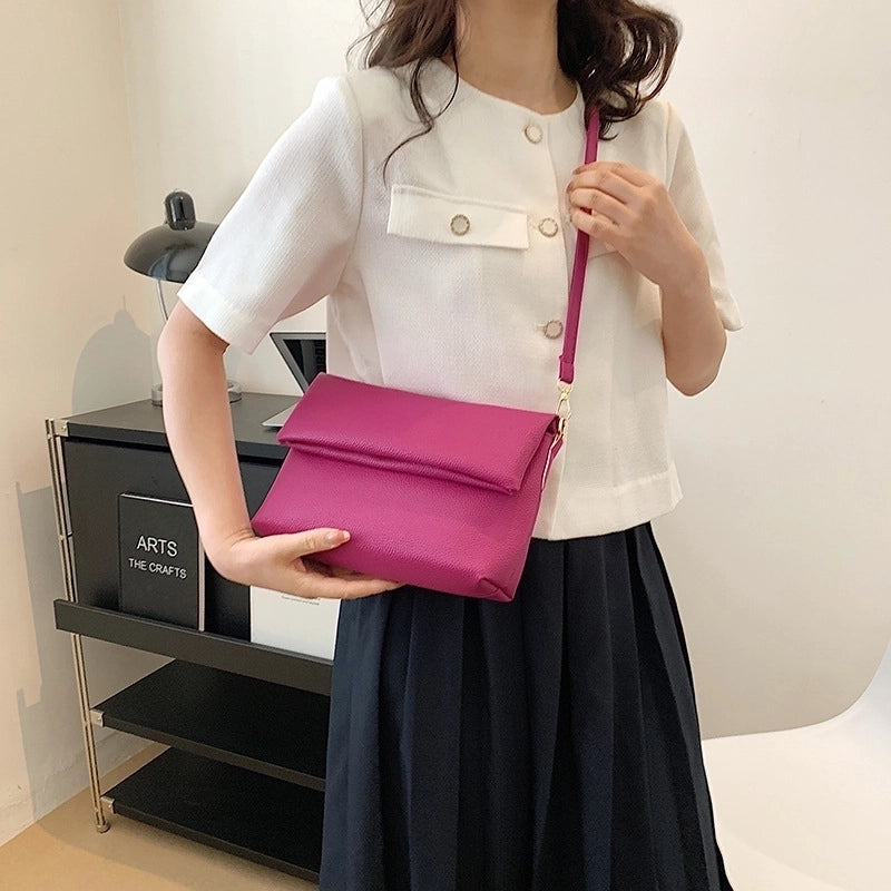 Women's Medium Pu Leather Solid Color Streetwear Square Flip Cover Shoulder Bag Crossbody Bag Square Bag