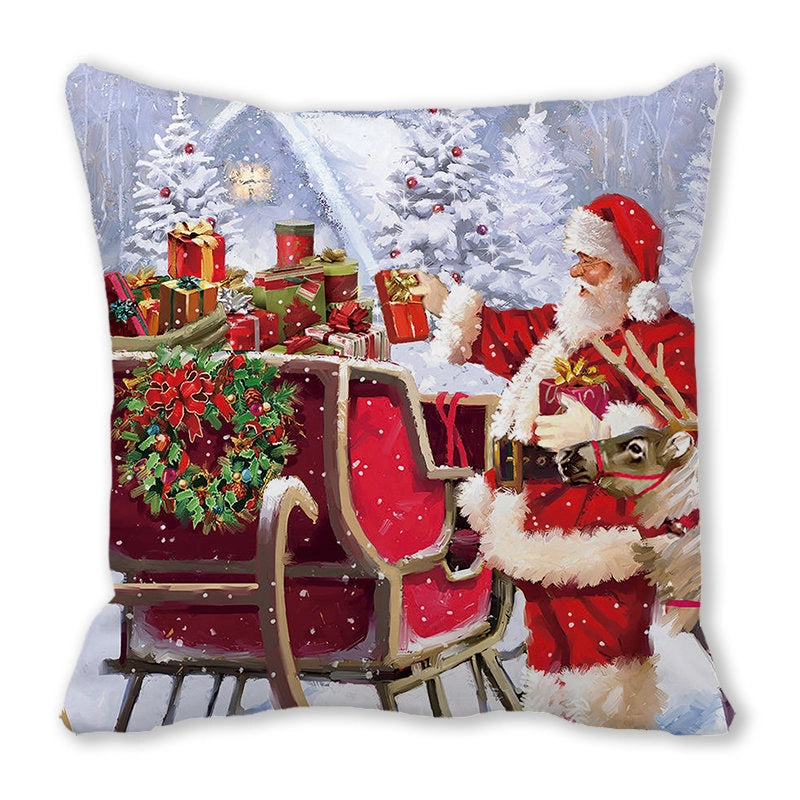 Christmas Pastoral Santa Claus Chemical Fiber Pillow Cases Couch & Sofa Decor