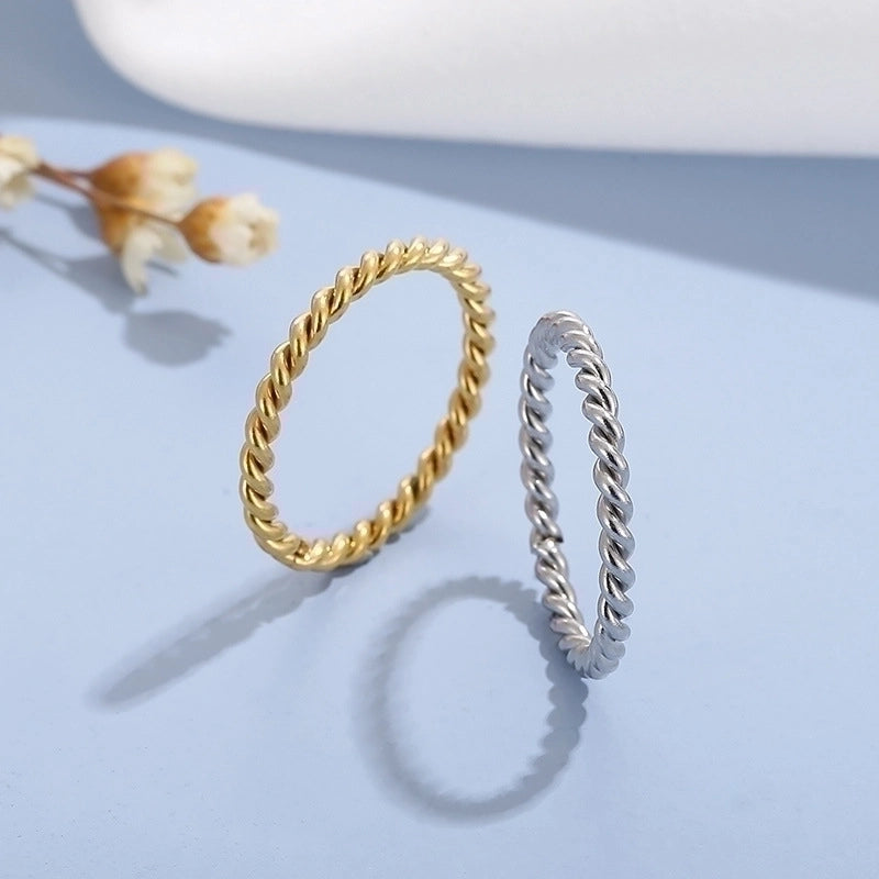 Minimalist Commute Solid Color Stainless Steel 18K Gold Plated Plating Rings