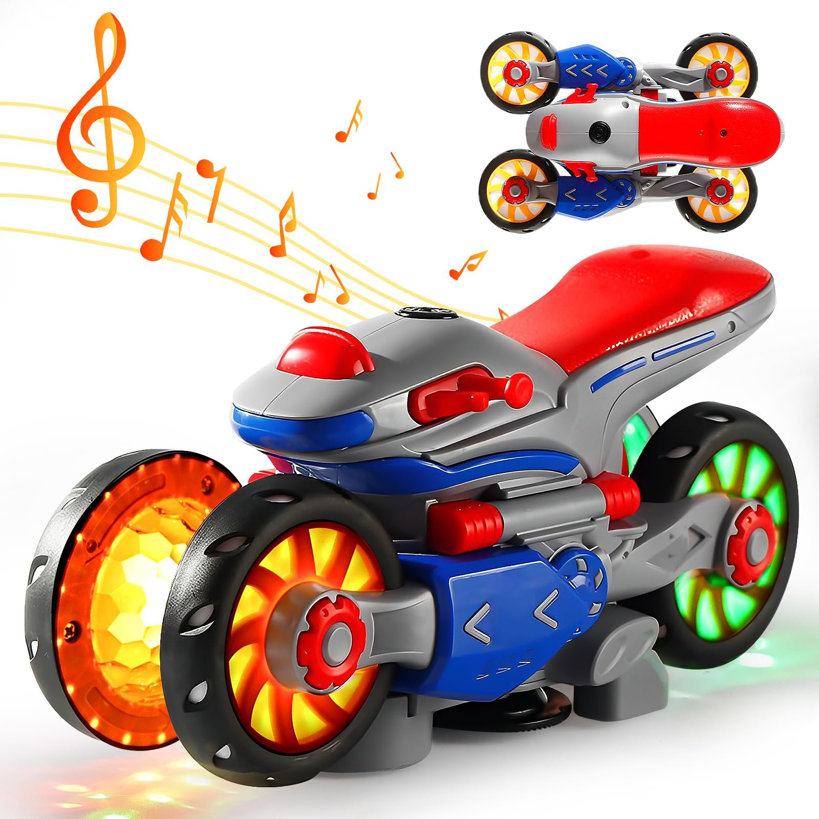 🎁New Electric Light and Music Deformation Motorcycle