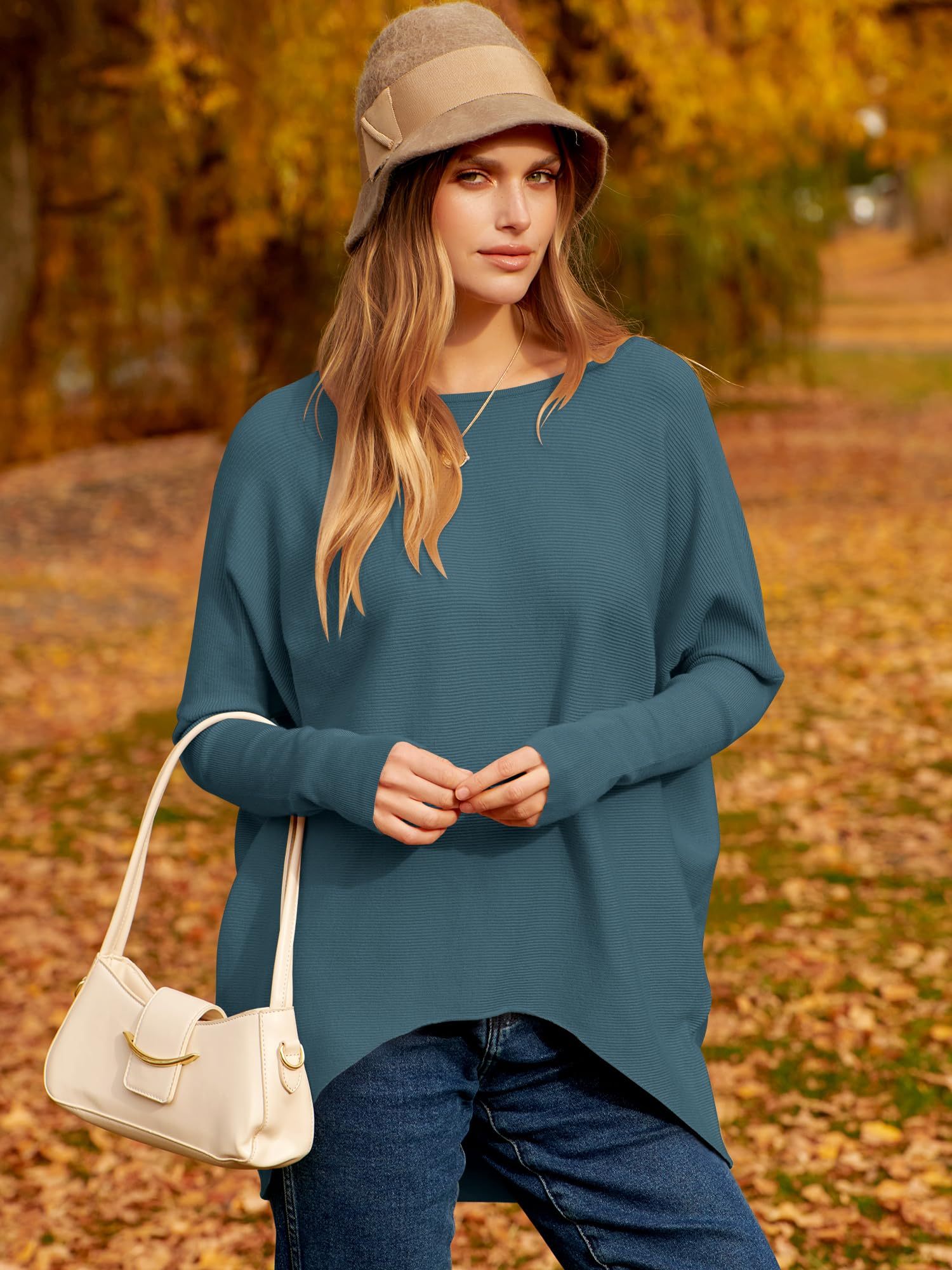 ✨Hot Sale 49% OFF⭐women's Irregular Oversized Dolman Sleeve Knitted Pullover (Free Shipping)