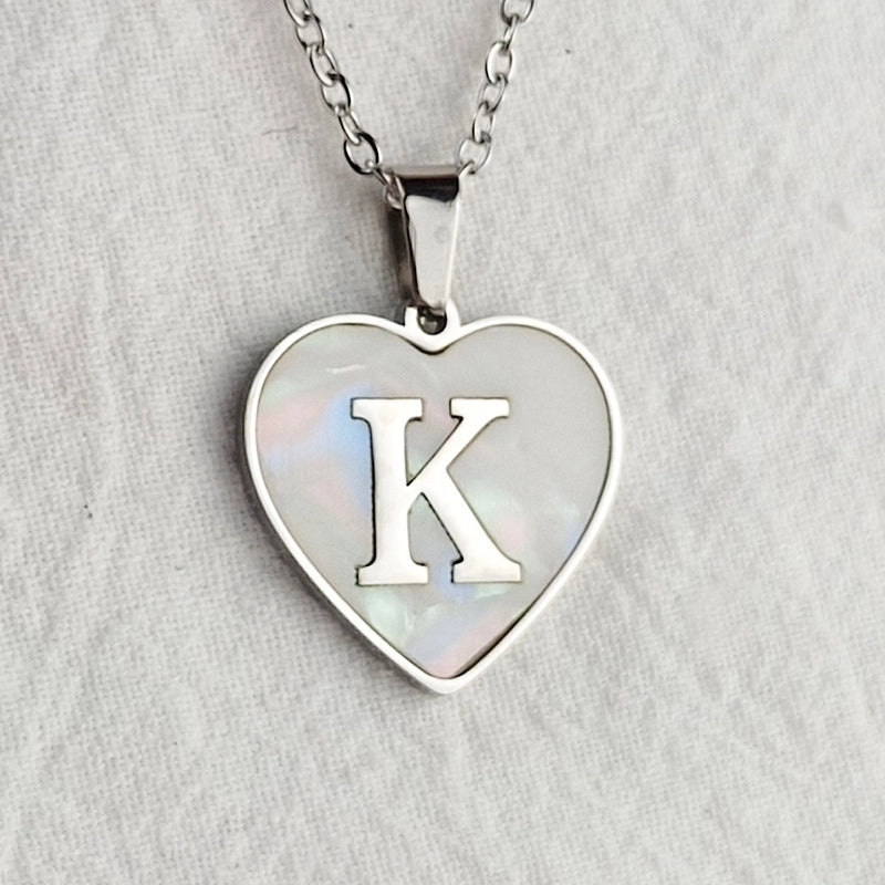 Cute Sweet Letter Titanium Steel Plating Inlay Shell Pendant Necklace