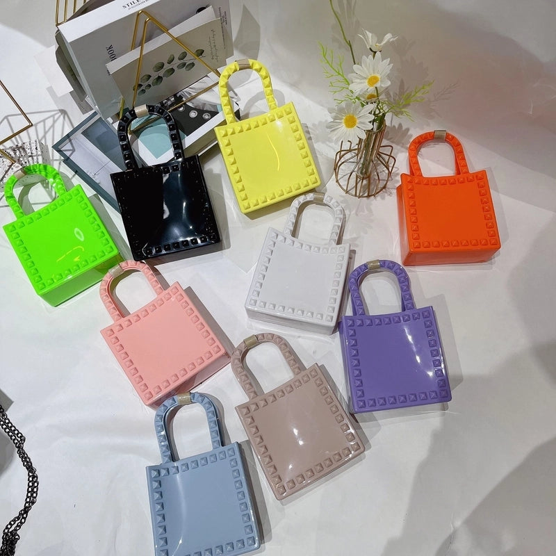 Women's Mini All Seasons Pvc Solid Color Fashion Square Open Handbag