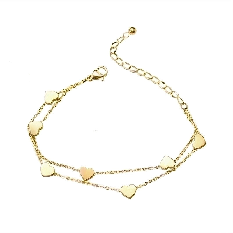 Fashion Heart 304 Stainless Steel 18K Gold Plated No Inlaid Bracelets In Bulk