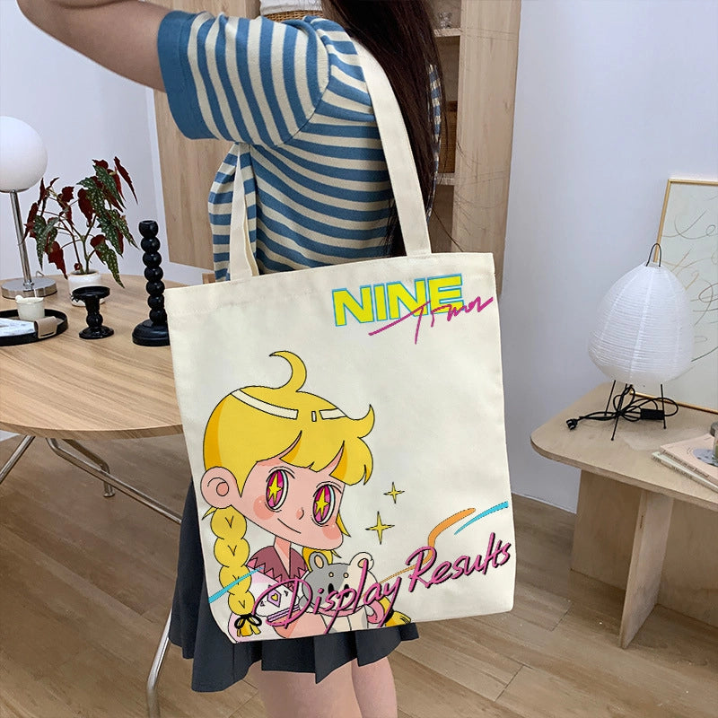 Women's Canvas Animal Cartoon Flower Cute Square Open Tote Bag