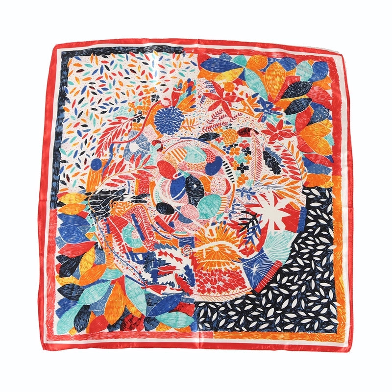 Women's Elegant Vintage Style Color Block Polyester Silk Scarf