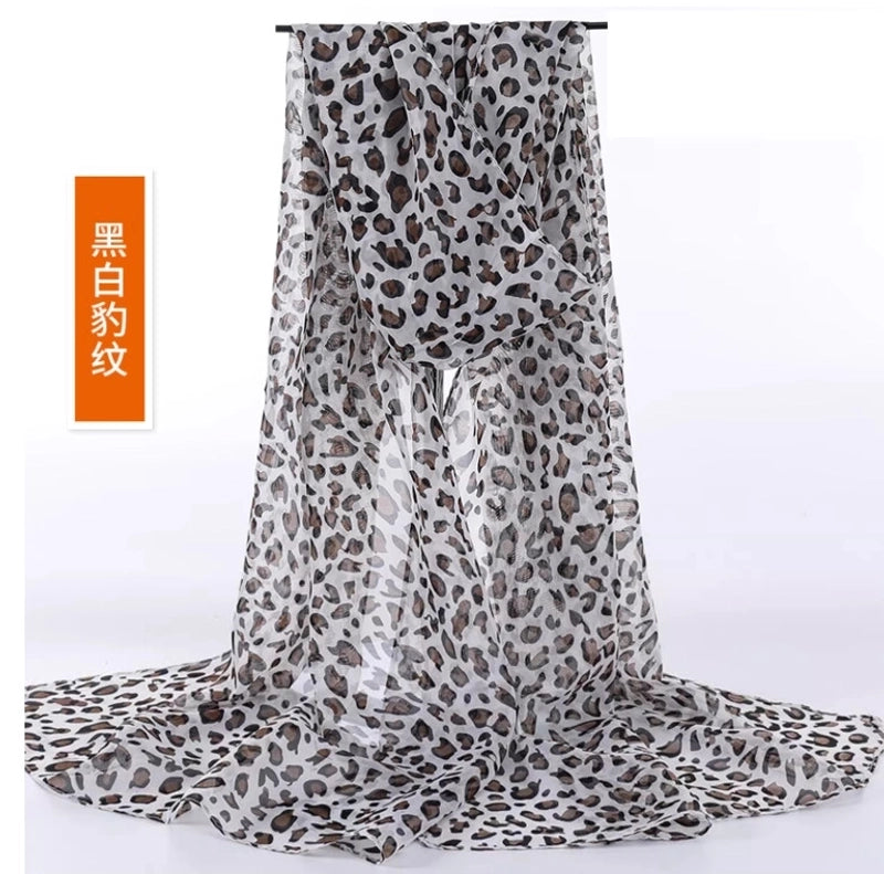 Sand Scarf Summer Small Scarf Dual-use Small Scarf Classic Leopard Chiffon Scarf Women Thin Shawl