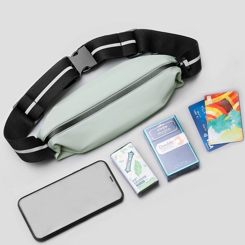 Unisex Basic Solid Color Pu Leather Lycra Reflective Layer Waterproof Waist Bags