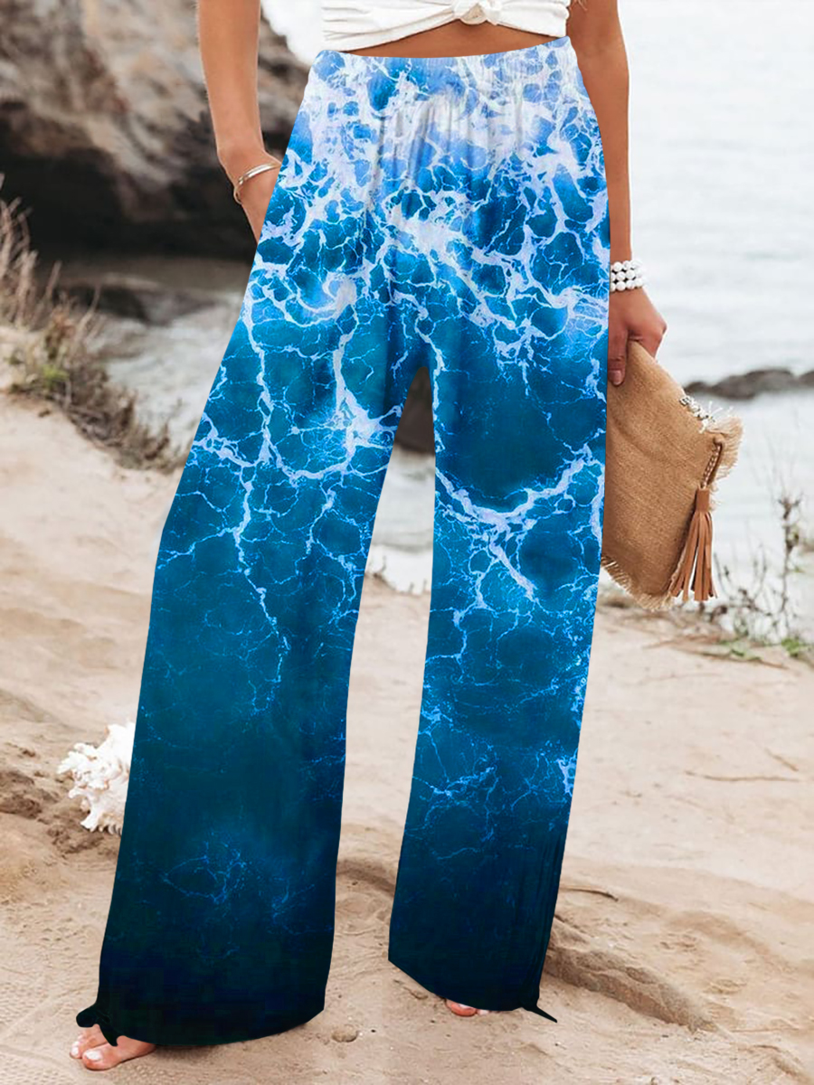 Blue Diabetes Awareness Print Pants