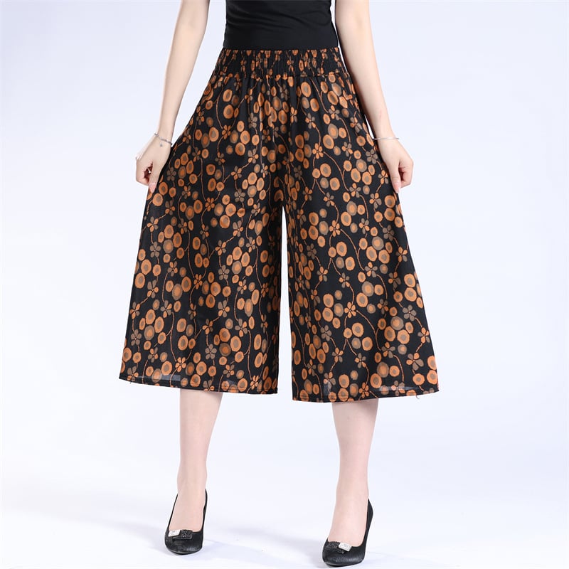 (Hot Sale-49% OFF) Women's High Elastic Waist Pleated Chiffon Wide Leg Culottes