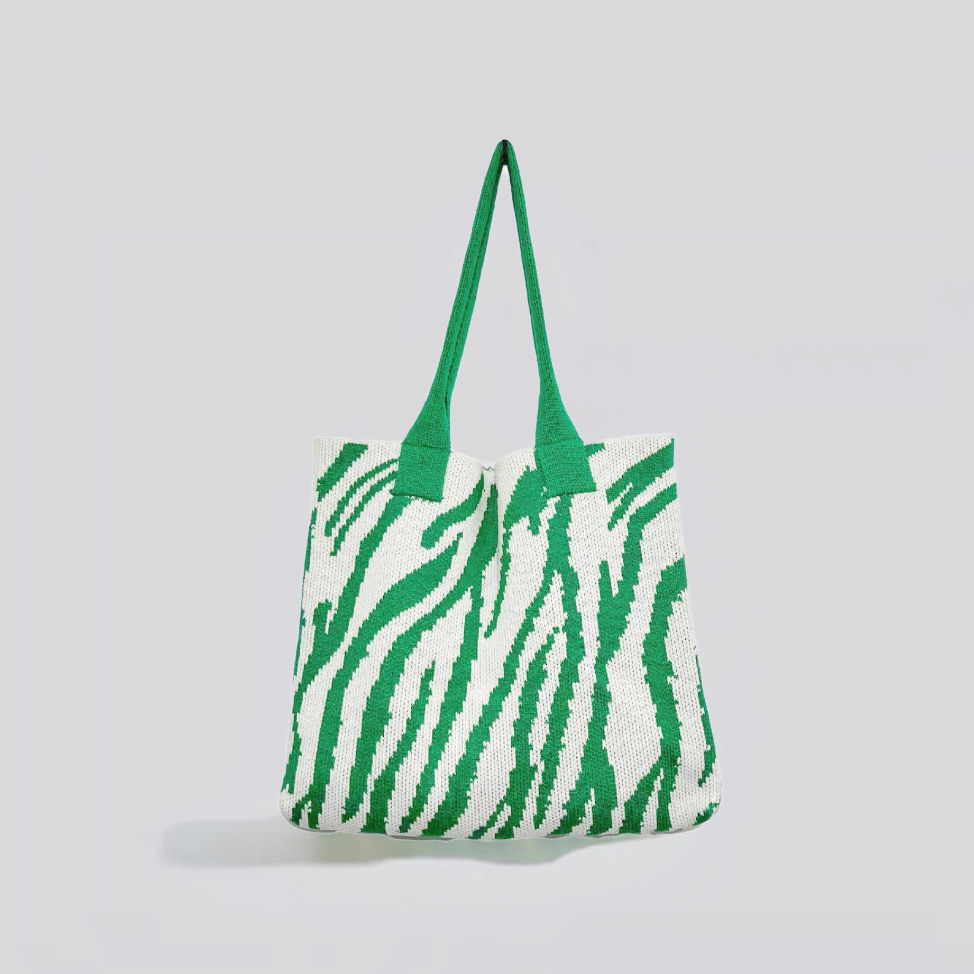 Zebra Print Knitted Tote Bag