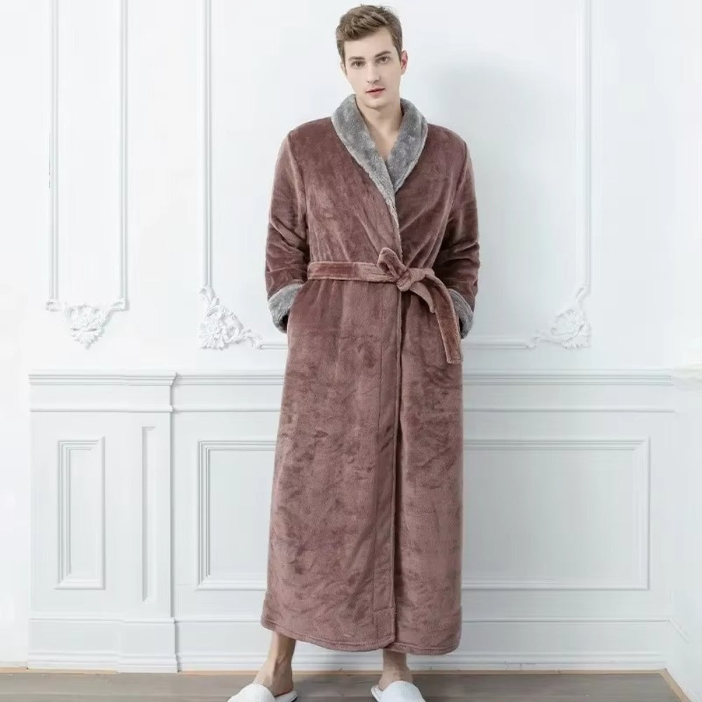 Plush Fleece Contrast Trim Bathrobe