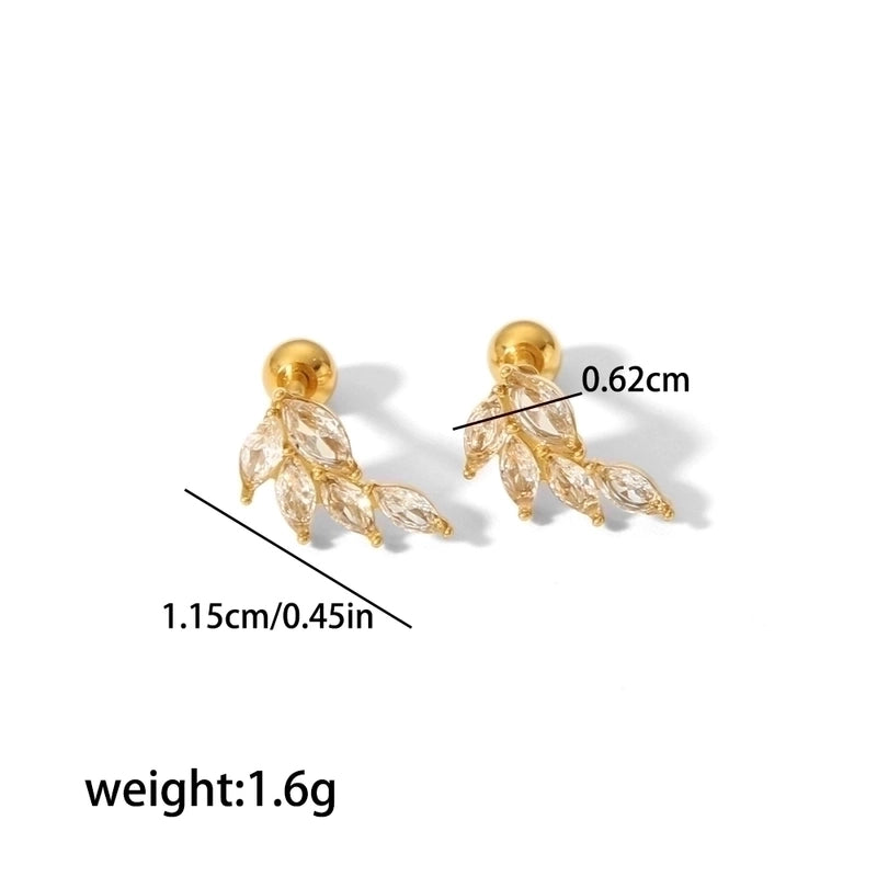 1 Pair Minimalist Star Water Droplets Polishing Plating Inlay Stainless Steel Zircon 18k Gold Plated Ear Studs