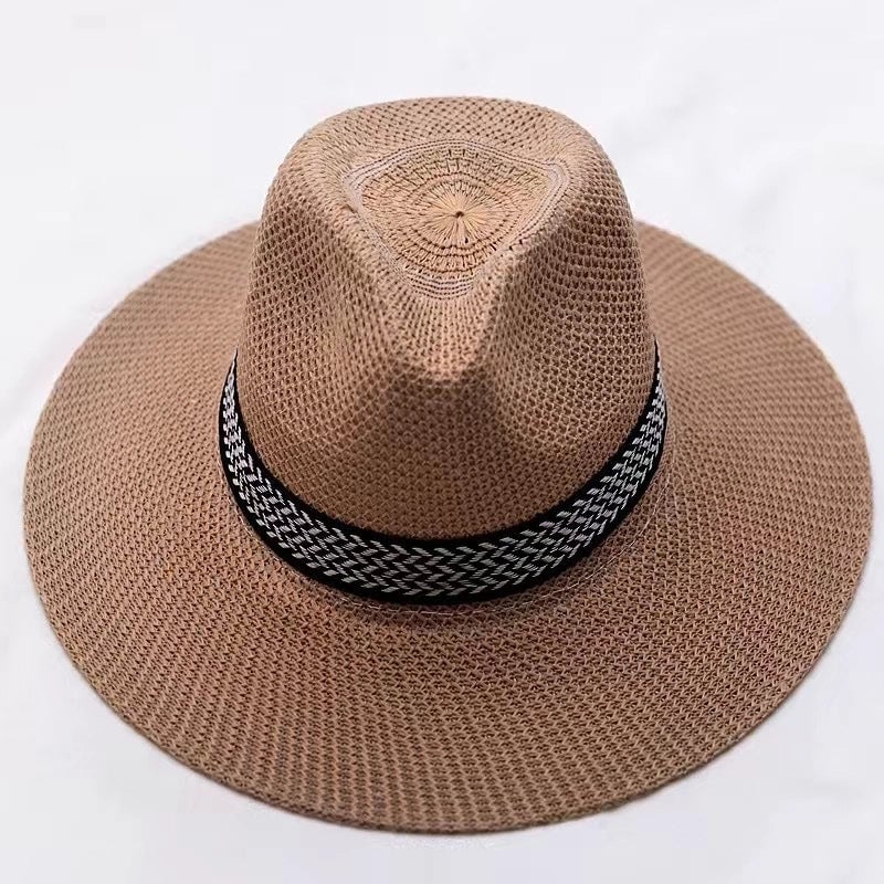 Men's Minimalist Color Block Flat Eaves Straw Hat