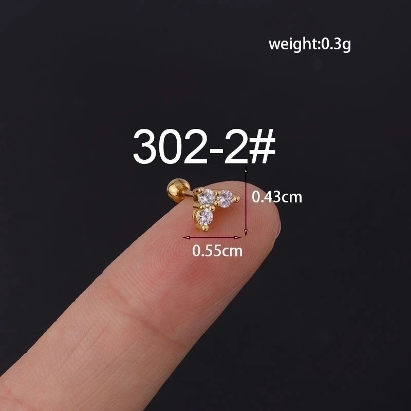 Ear Cartilage Rings & Studs Heart Copper Plating Artificial Gemstones