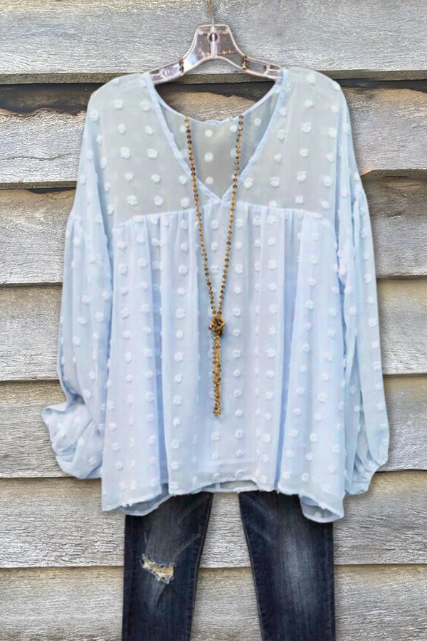 Polka-dot Lantern Sleeve Top