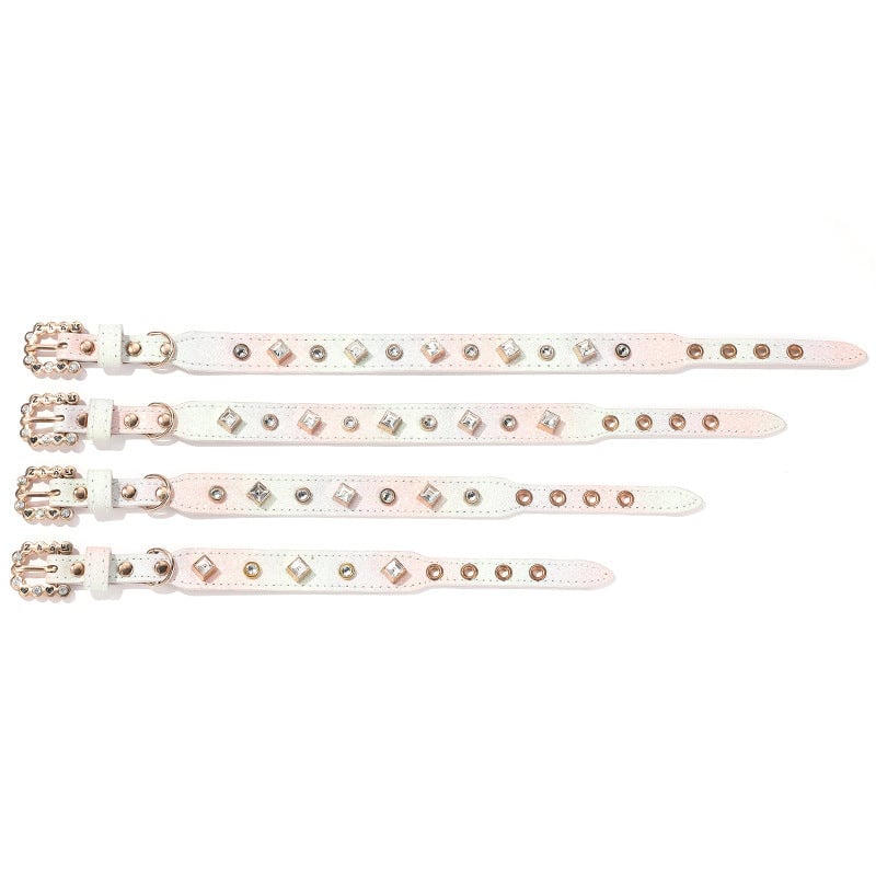 Rhinestone Decor Gradient Color Dog Collar